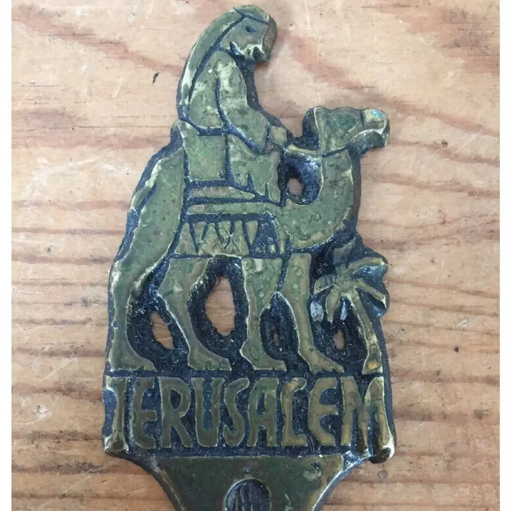 Vtg Judaism Solid Brass Jerusalem Israel Riding Camel Letter Envelope Opener